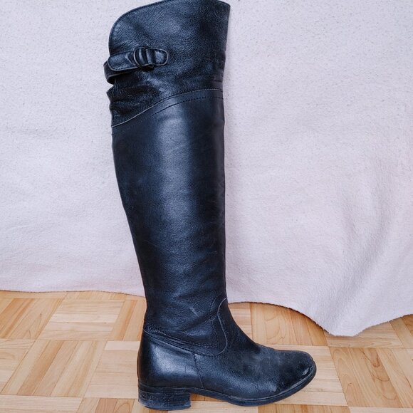💯% Genuine Leather Over the knee Black Boots - low heels - size 36 - Picture 4 of 16
